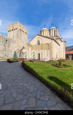 Monastère de Manasija également connu sous le nom de Resava.Monastère orthodoxe serbe médiéval, église est dédiée à la Sainte Trinité.Dotation du despot Stefan Laza Banque D'Images