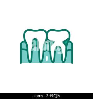 Icône de la ligne de couleur des maladies parodontales. Elément vectoriel isolé. Pictogramme de contour pour la page Web, l'application mobile, la promotion Illustration de Vecteur