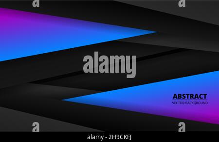 Arrière-plan géométrique abstrait foncé avec des formes de papier bleu, violet et gris. Illustration de Vecteur