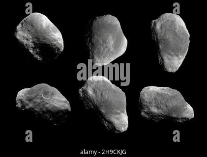 Comète astéroïde sur fond noir.L'astéroïde en pierre foncée dans l'espace.rendu 3d Banque D'Images