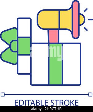 Icône de couleur RVB de la boîte cadeau et du mégaphone Illustration de Vecteur