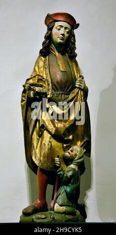 St Martin et le mendiant, 500 sculpteur souabe, 1500.Sculpteur souabe (cercle de Niklaus Weckmann) Allemagne allemande Banque D'Images