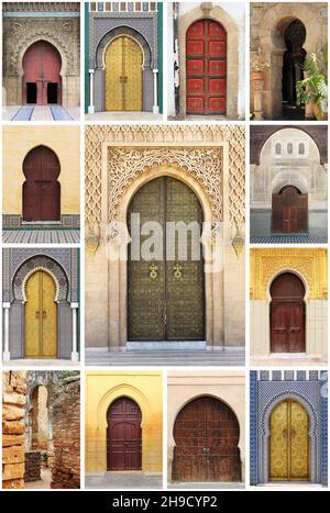 Collage de portes de style oriental arabe Banque D'Images