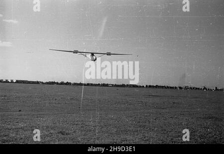 Varsovie, 1947-09-07.Obchody Œwiêta Lotnictwa na Polu Mokotowskim.NZ. Pokazy szybowcowe. po/ak PAP Varsovie, 7 septembre 1947.La Journée de l'aviation au champ de Mokotowskie (Pole Mokotowskie).Le spectacle du planeur. po/ak PAP Banque D'Images