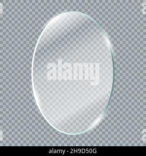 Plaques de verre transparentes.Fenêtre en verre transparent réaliste avec cadre ovale.Illustration vectorielle Illustration de Vecteur
