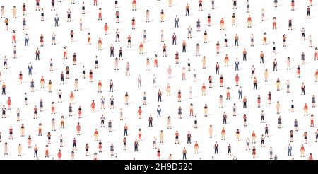 Ensemble sans coutures motif « crowPeople People » sans coutures, sans coutures.Illustration vectorielle hommes et femmes isolés sur fond blanc Illustration de Vecteur