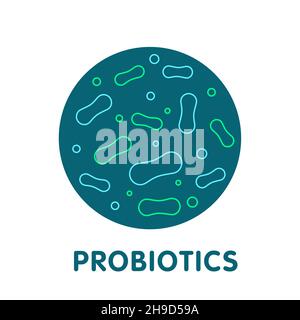 Kit probiotiques microscopiques.Bonnes bactéries et micro-organismes pour la santé humaine.Microflore bactérienne.Vecteur Illustration de Vecteur