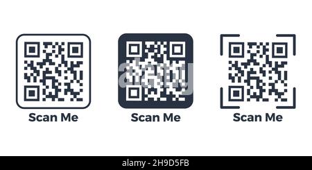 Jeu de codes QR.Modèle de cadres avec texte : scannez-moi et code QR pour smartphone, application mobile, paiement et remises.Codes de réponse rapide.Vecteur Illustration de Vecteur