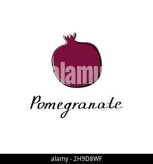 Illustration plate de dessin animé vectoriel grenade.Enseigne Garnet.Logo fruits et légumes. Illustration de Vecteur