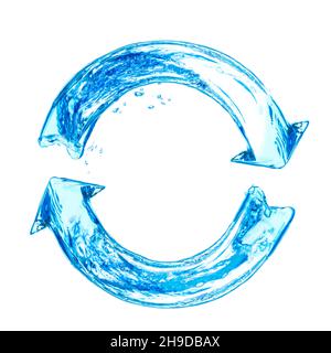 Encerclez les flèches et nettoyez le panneau à base d'eau Banque D'Images