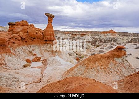 Toadstool Hoodoos à Grand Staircase–Escalante National Monument le long de l'US-89 entre page et Kanab, Kane County, Utah, États-Unis, États-Unis Banque D'Images