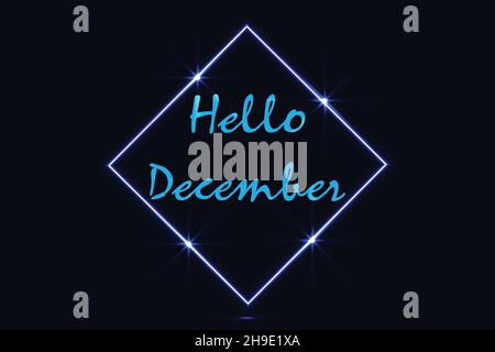 Creative Hello December Vector Design.Design vectoriel moderne pour bannière de bienvenue, affiche, toile de fond et cartes de vœux. Illustration de Vecteur