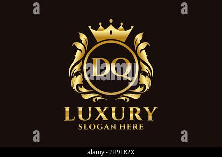 Modèle de logo DQ Letter Royal Luxury dans une illustration vectorielle pour les projets de marque de luxe et autres illustrations vectorielles. Illustration de Vecteur