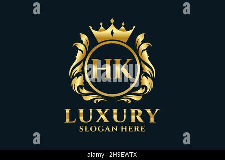 Modèle de logo HK Letter Royal Luxury en illustration vectorielle pour les projets de marque de luxe et autres illustrations vectorielles. Illustration de Vecteur