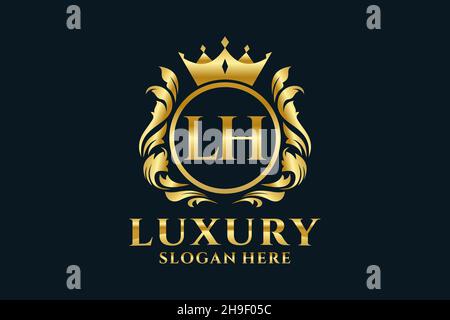 Modèle de logo LH Letter Royal Luxury en illustration vectorielle pour les projets de marque de luxe et autres illustrations vectorielles. Illustration de Vecteur