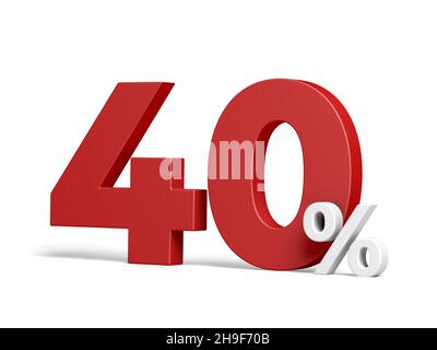 Quarante pour cent isolés sur fond blanc.Remise.40 % de réduction.illustration 3d. Banque D'Images