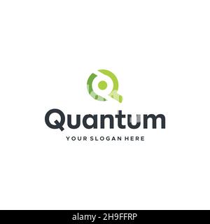 design initial du logo Q Quantum avec marque de lettre plate Illustration de Vecteur