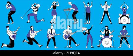 Rock musiciens Icon set couleur Uni pack collection vector fond transparent pour les applications mobiles et les conceptions Web Illustration de Vecteur