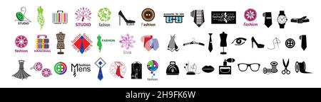 Ensemble de logos vectoriels vêtements et accessoires sur fond blanc Illustration de Vecteur
