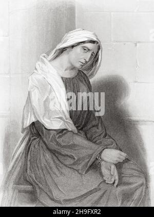 Mère des Maccabées.Ancienne illustration gravée du XIXe siècle de Mugères de la Biblia par Joaquin Roca y Cornet 1862 Banque D'Images