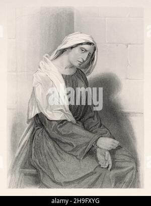 Mère des Maccabées.Ancienne illustration gravée du XIXe siècle de Mugères de la Biblia par Joaquin Roca y Cornet 1862 Banque D'Images