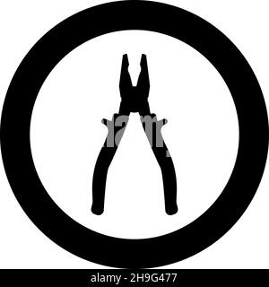 Icône de l'outil pince en cercle rond noir couleur vecteur illustration image Uni style de contour simple Illustration de Vecteur