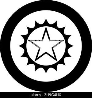 Étoile dans le cercle avec des bords vifs icône dans le cercle rond noir couleur vecteur illustration image style Uni de contour simple Illustration de Vecteur