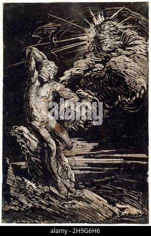 La création d'Adam, gravure de Giovanni Benedetto Castiglione, vers 1642 Banque D'Images