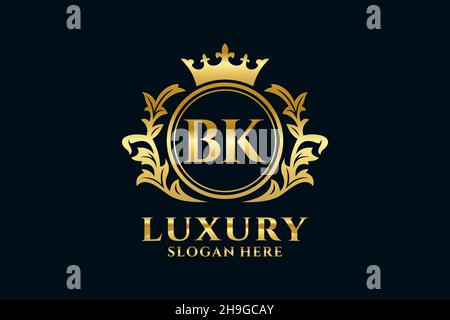 BK Letter Royal Luxury logo modèle en illustration vectorielle pour les projets de marque de luxe et autres illustrations vectorielles. Illustration de Vecteur