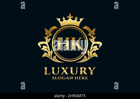 Modèle de logo HK Letter Royal Luxury en illustration vectorielle pour les projets de marque de luxe et autres illustrations vectorielles. Illustration de Vecteur