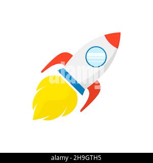 Icône fusée.Illustration vectorielle.Lance-roquettes de style plat.Icône de concept de démarrage isolée Illustration de Vecteur