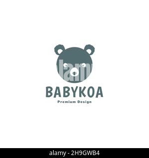 tête simple dessin animé koala poupée enfants logo symbole icône vecteur graphique design illustration idée créative Illustration de Vecteur