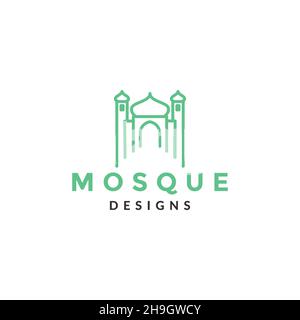 ligne dôme minimaliste avec logo mosquée symbole icône vecteur graphique design illustration idée créative Illustration de Vecteur