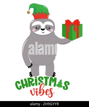 Tubes de Noël - cloth drôle emmêlé de lumières de Noël.Dessin d'une saniche.Affiche adorable pour fête de Noël, bon pour t-shirts, cadeaux, mugs ou autre Illustration de Vecteur