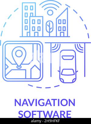 Icône de concept de gradient bleu du logiciel de navigation Illustration de Vecteur