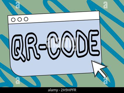 Code QR d'affichage conceptuel.Mot écrit sur la marque pour un type de code-barres matriciel Un code machinereadable page Web colorée navigation dessin avec Banque D'Images