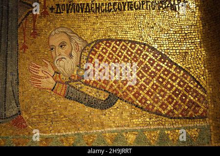 Détail byzantin sur les murs de l'église de Santa Maria dell'Ammiraglio à Palerme.D'une série de photos de voyage en Sicile, Italie.Date de la photo : samedi 7 octobre 2017.Le crédit photo devrait se lire: Richard Gray/EMPICS Entertainment Banque D'Images