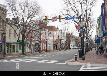 Une vue sur Henry Street à Alexandria près de Washington DC aux États-Unis.À partir d'une série de photos de voyage aux États-Unis.Date de la photo : dimanche 1er avril 2018.Le crédit photo devrait se lire: Richard Gray/EMPICS Banque D'Images