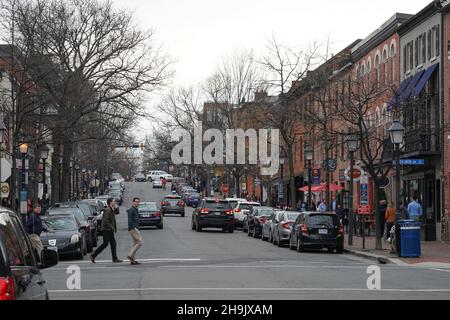 Une vue sur Henry Street à Alexandria près de Washington DC aux États-Unis.À partir d'une série de photos de voyage aux États-Unis.Date de la photo : dimanche 1er avril 2018.Le crédit photo devrait se lire: Richard Gray/EMPICS Banque D'Images