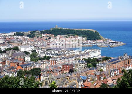 Vue sur Scarborough dans le Yorkshire, Angleterre.Date de la photo : samedi 4 août 2018.Le crédit photo devrait se lire: Richard Gray/EMPICS Banque D'Images