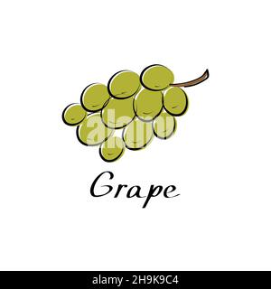 Illustration plate de dessin animé vecteur de raisin.Bouquet de vigne.Logo fruits et légumes frais. Illustration de Vecteur