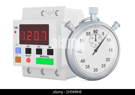 Minuterie numérique avec chronomètre, rendu 3D isolé sur fond blanc Banque D'Images