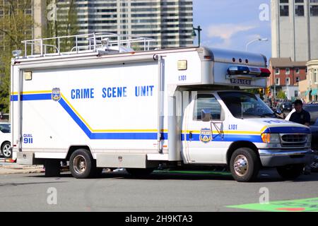 Une unité de scène de crime du département de police de Philadelphie. Banque D'Images