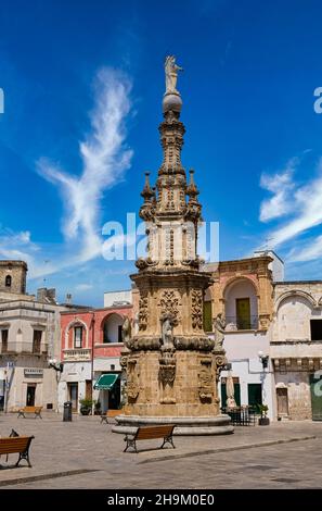 Le Spire de l'Immaculée 1743 en style baroque à Nardò un beau village baroque, province de Lecce, Salento, Puglia, Italie du Sud. Banque D'Images