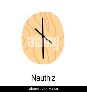 Ancienne Rune Nauthiz, illustration vectorielle de l'alphabet scandinave antique, typographie dessinée à la main, lettres occultes, signes mystiques, concept ésotérique Illustration de Vecteur