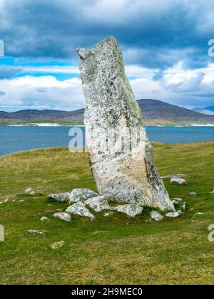 MacLeod's Standing Stone (Clach Macleoid), Horgabost, île de Harris, Écosse, Royaume-Uni Banque D'Images