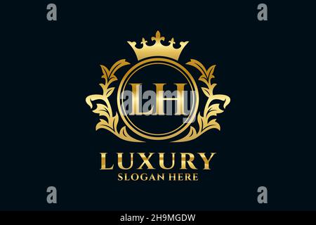 Modèle de logo LH Letter Royal Luxury en illustration vectorielle pour les projets de marque de luxe et autres illustrations vectorielles. Illustration de Vecteur