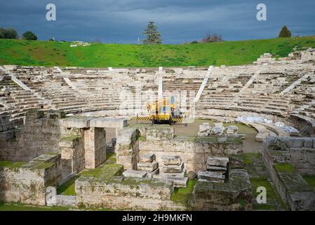 L'ancien théâtre de Larissa, l'un des plus importants et des plus grands de Grèce.Larissa, Grèce Banque D'Images