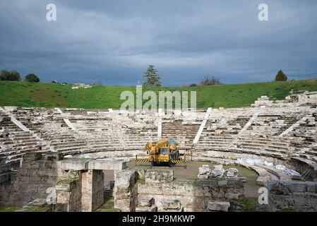 L'ancien théâtre de Larissa, l'un des plus importants et des plus grands de Grèce.Larissa, Grèce Banque D'Images