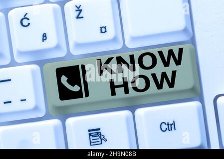 Affiche indiquant le savoir-faire.Mot pour le processus d'apprendre à faire des choses que vous allez faire pour la première fois des idées de documentation en ligne, le téléchargement important Banque D'Images